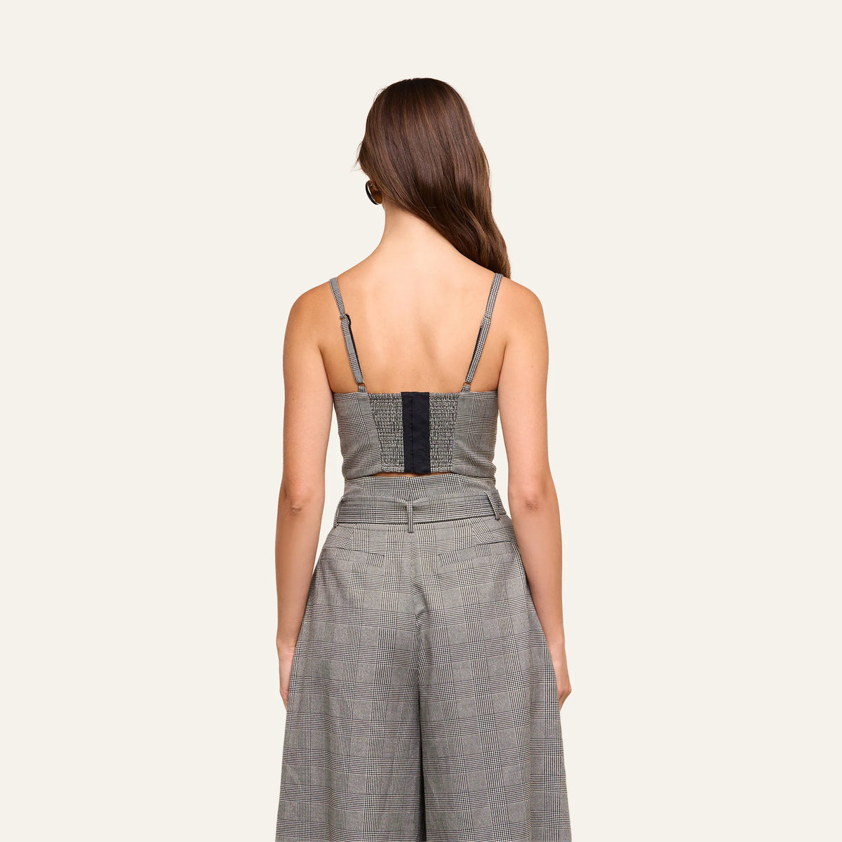 Beige/Black Lurex Glen Plaid