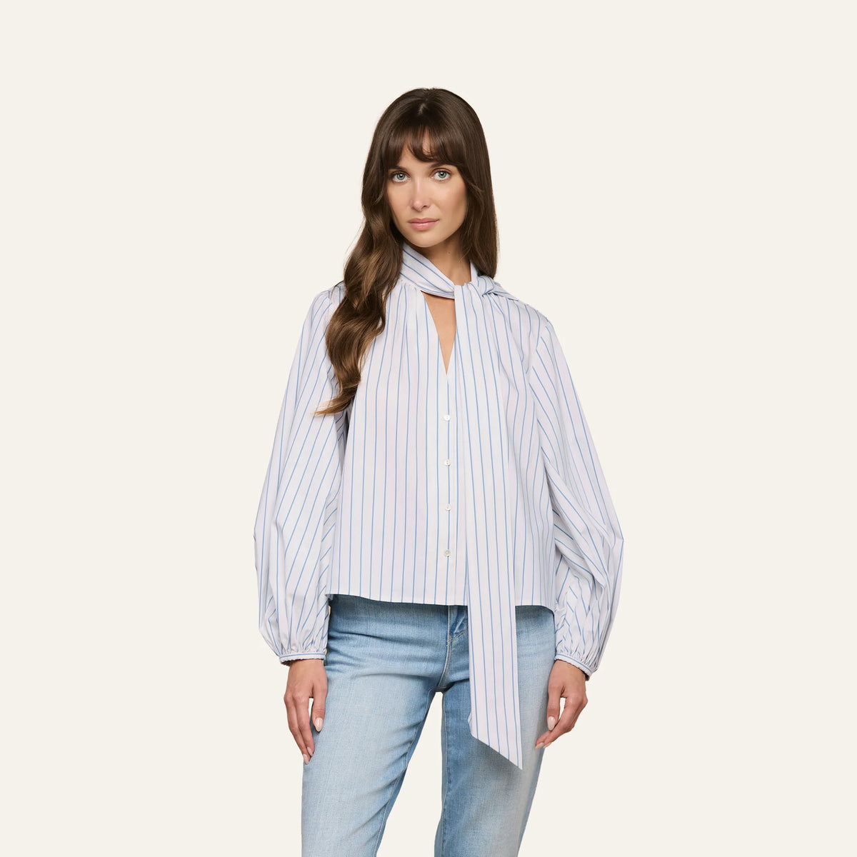 White/Thin Blue Mist Stripe