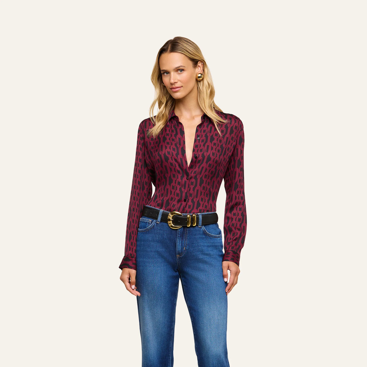 Black/Merlot Red Figaro Chain Print