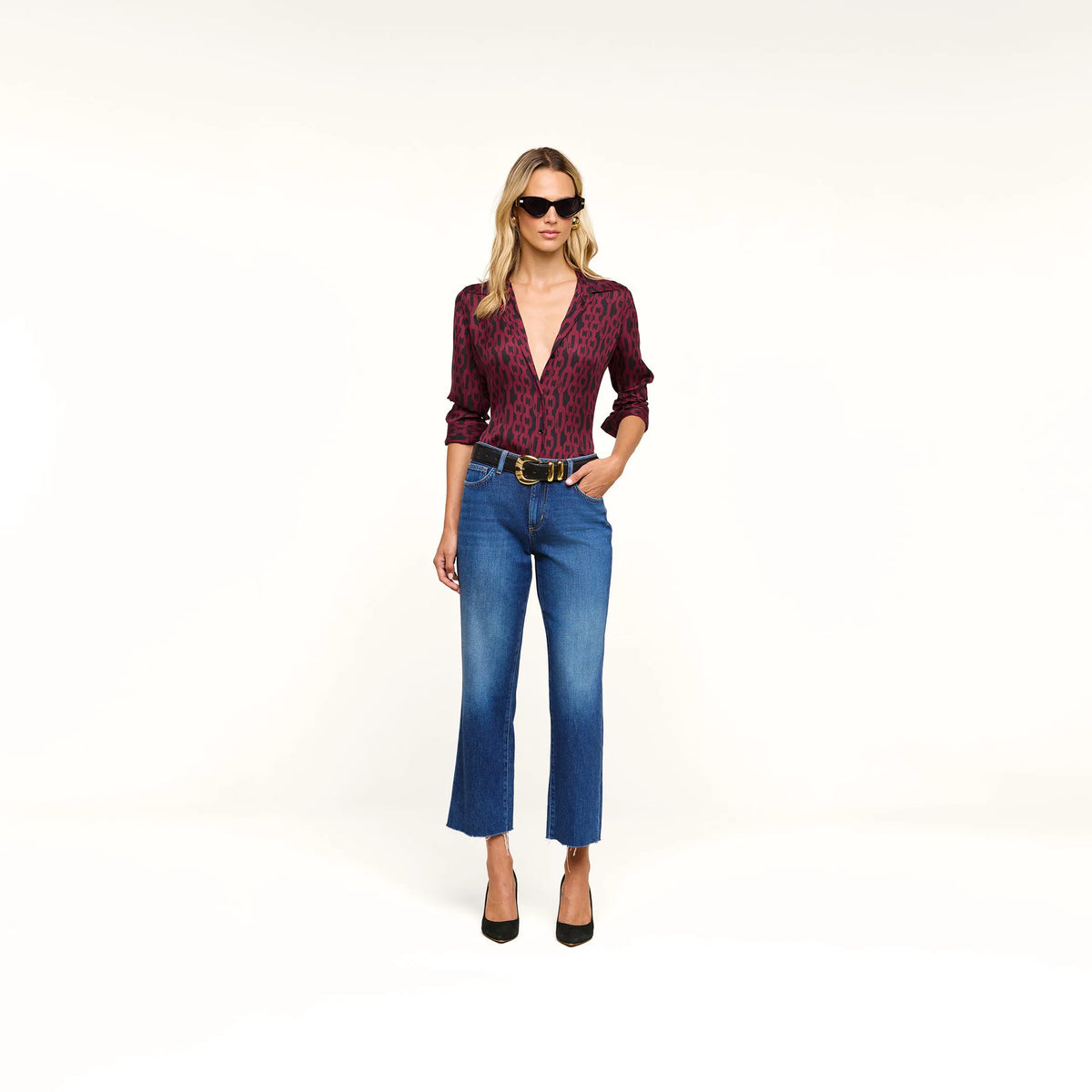 Black/Merlot Red Figaro Chain Print