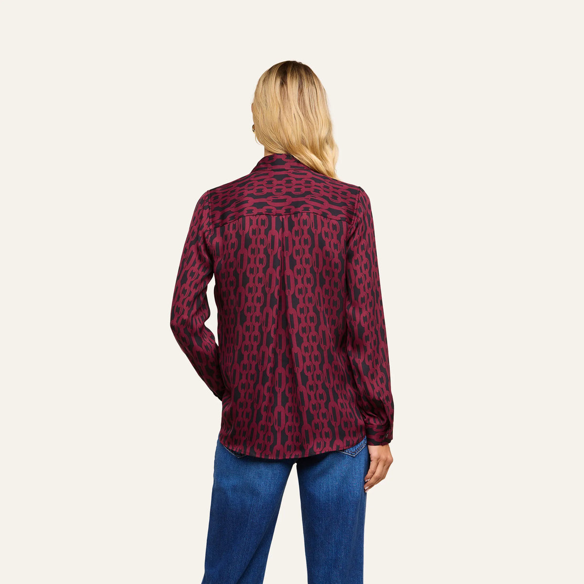 Black/Merlot Red Figaro Chain Print