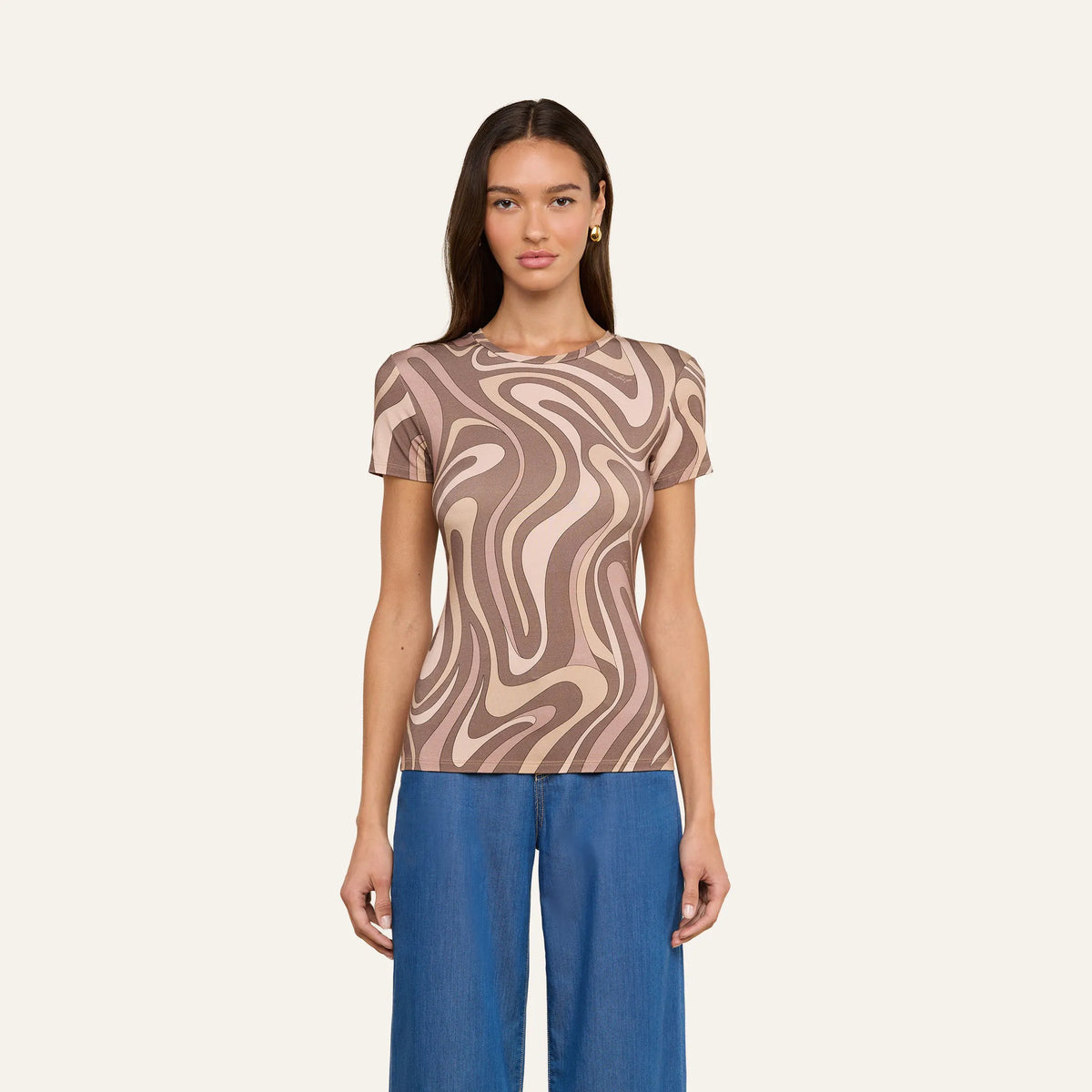 Sepia Brown Multi Abstract Swirl