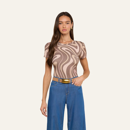 Sepia Brown Multi Abstract Swirl