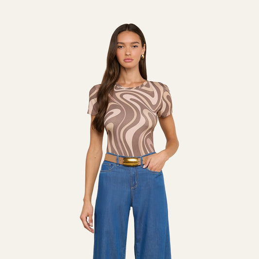 Sepia Brown Multi Abstract Swirl