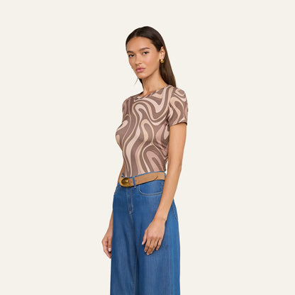 Sepia Brown Multi Abstract Swirl