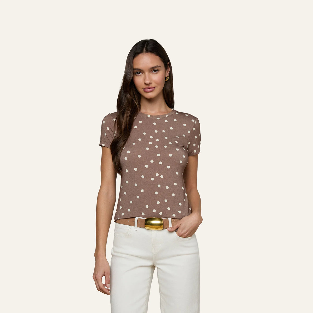 Cardamom/Ecru Polka Dot