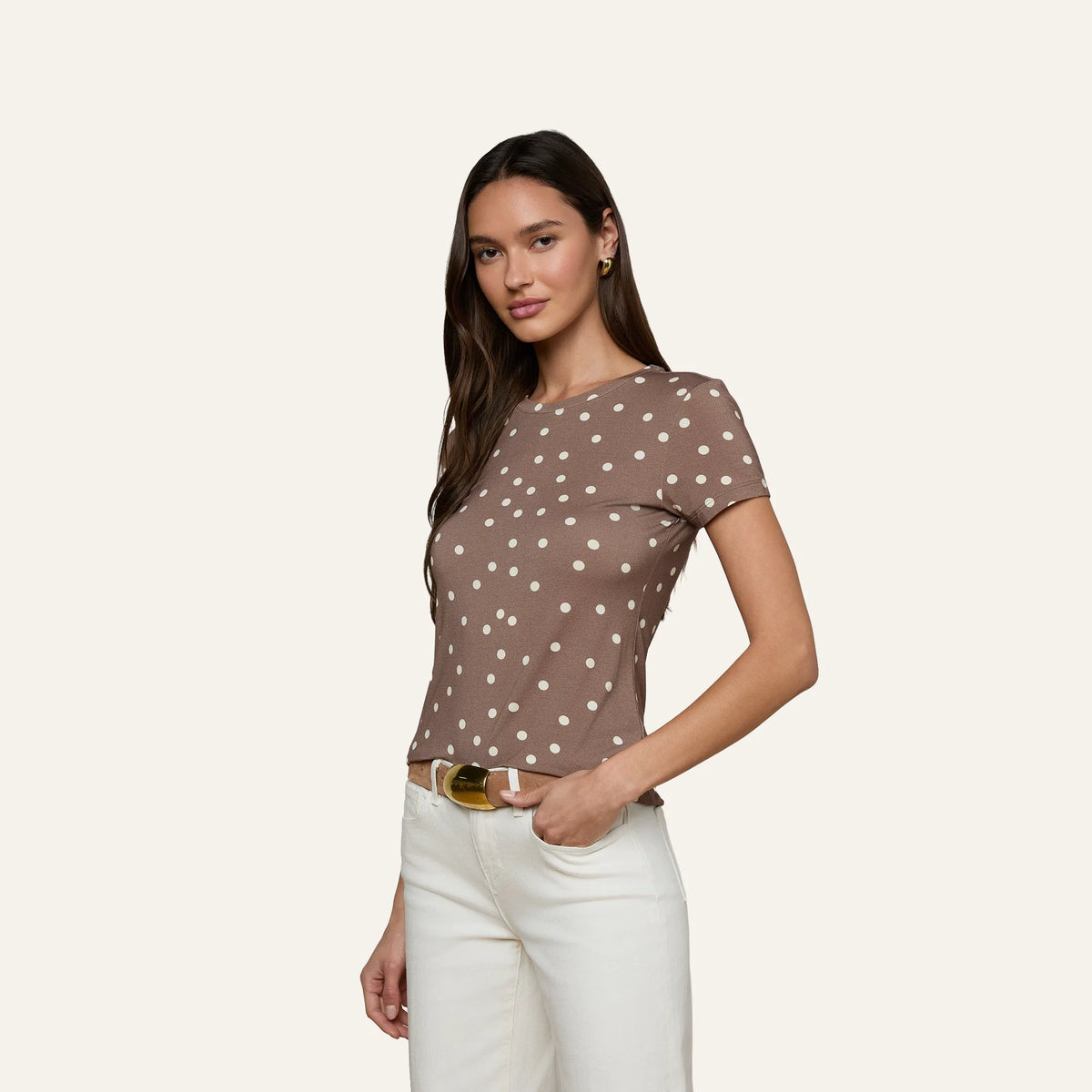 Cardamom/Ecru Polka Dot