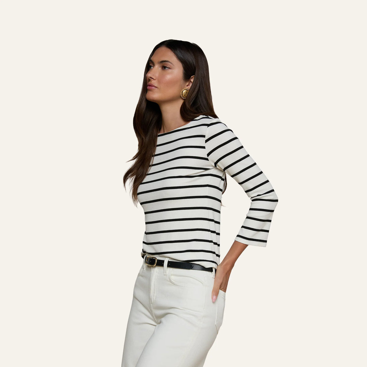 Ivory/Black Stripe