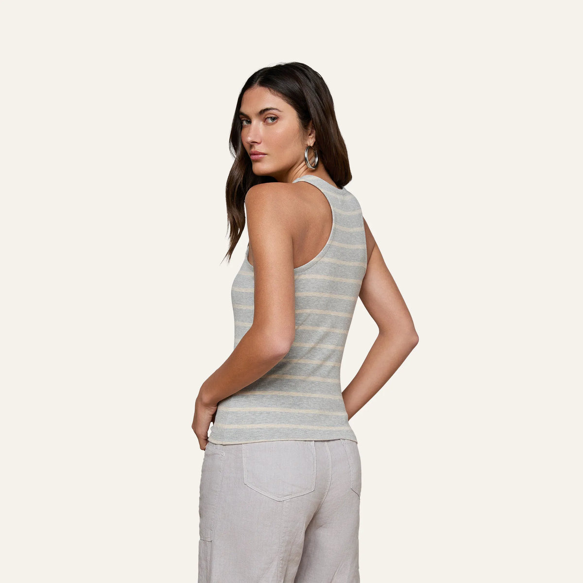 Heather Grey/Oat Stripe