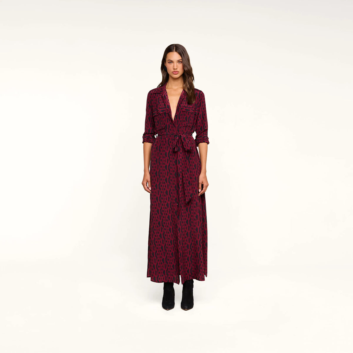 Black/Merlot Red Figaro Chain Print
