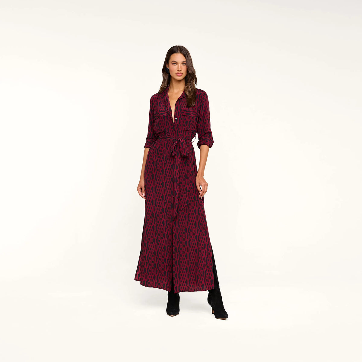 Black/Merlot Red Figaro Chain Print