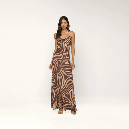 Sepia Brown Multi Abstract Swirl