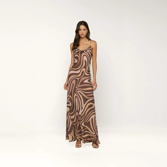 Sepia Brown Multi Abstract Swirl