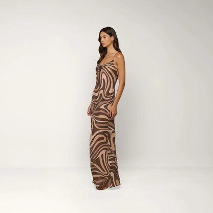 Sepia Brown Multi Abstract Swirl