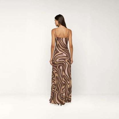 Sepia Brown Multi Abstract Swirl