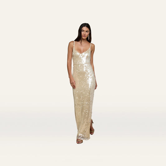 Clear/Beige Sequin Mesh