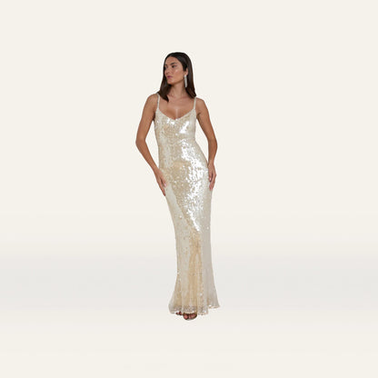 Clear/Beige Sequin Mesh