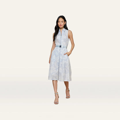 Ivory/Pale Mist Blue Lace Print