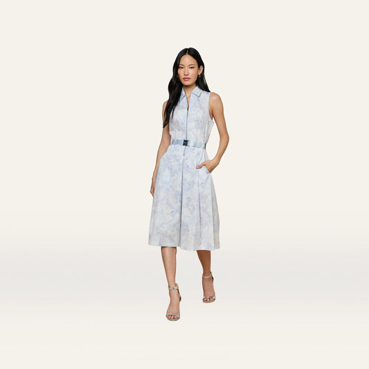 Ivory/Pale Mist Blue Lace Print