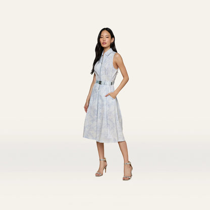 Ivory/Pale Mist Blue Lace Print