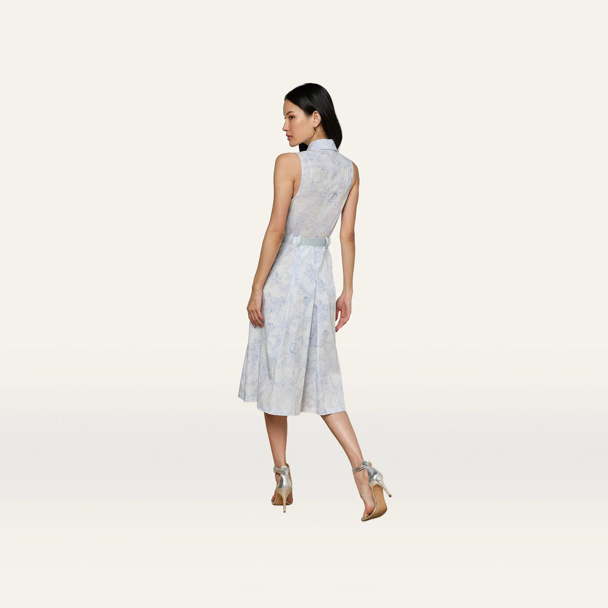 Ivory/Pale Mist Blue Lace Print