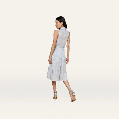 Ivory/Pale Mist Blue Lace Print