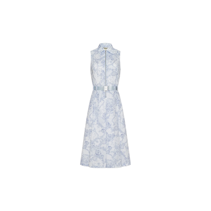 Ivory/Pale Mist Blue Lace Print