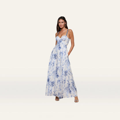 Ivory/Blue Watercolor Lace Paisley