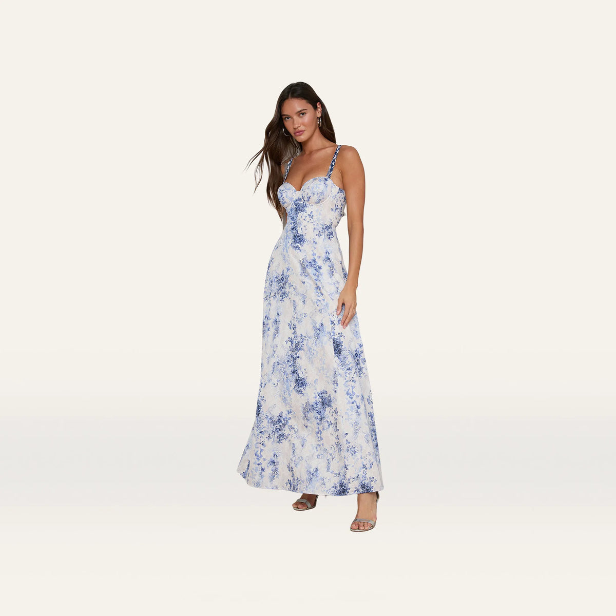 Ivory/Blue Watercolor Lace Paisley