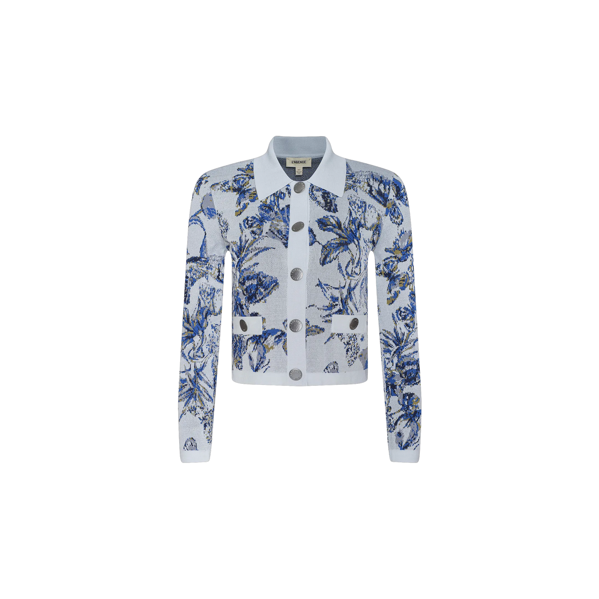 Grey Multi Watercolor Butterfly Jacquard
