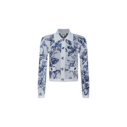 Grey Multi Watercolor Butterfly Jacquard