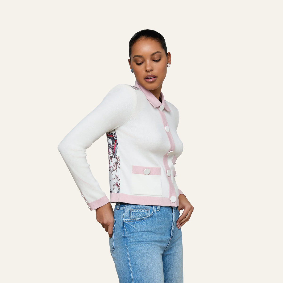 Ivory/Pink/Multi Butterfly Jungle