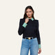 Dark Navy/Green White Stripe