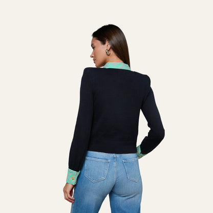Dark Navy/Green White Stripe