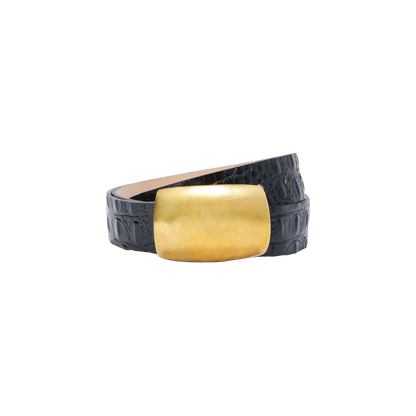 Black Croc Embossed/Gold