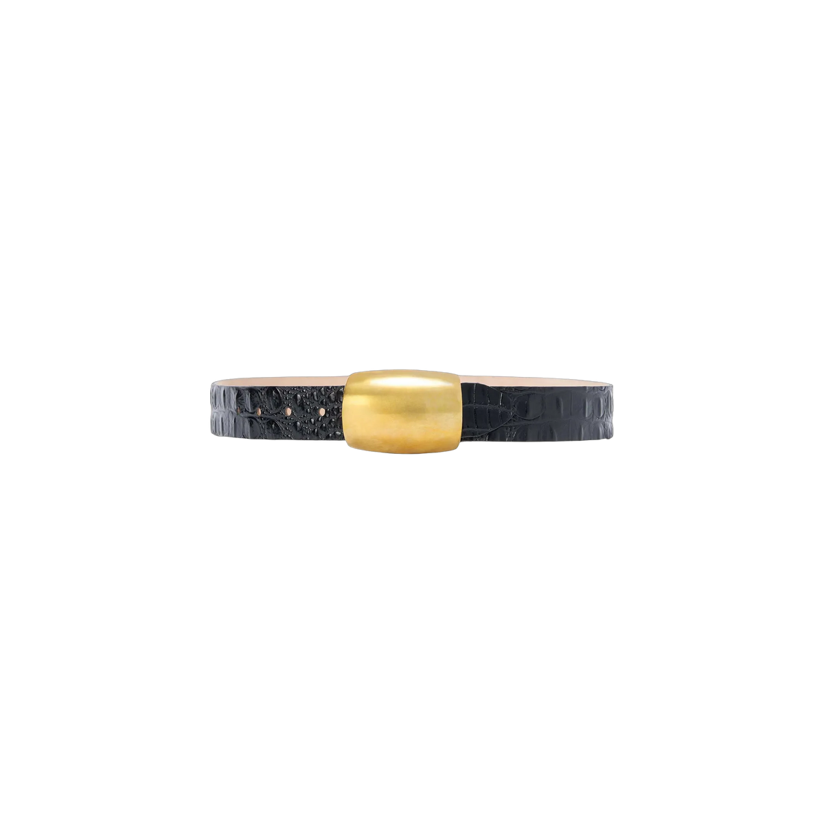 Black Croc Embossed/Gold