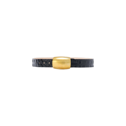 Black Croc Embossed/Gold