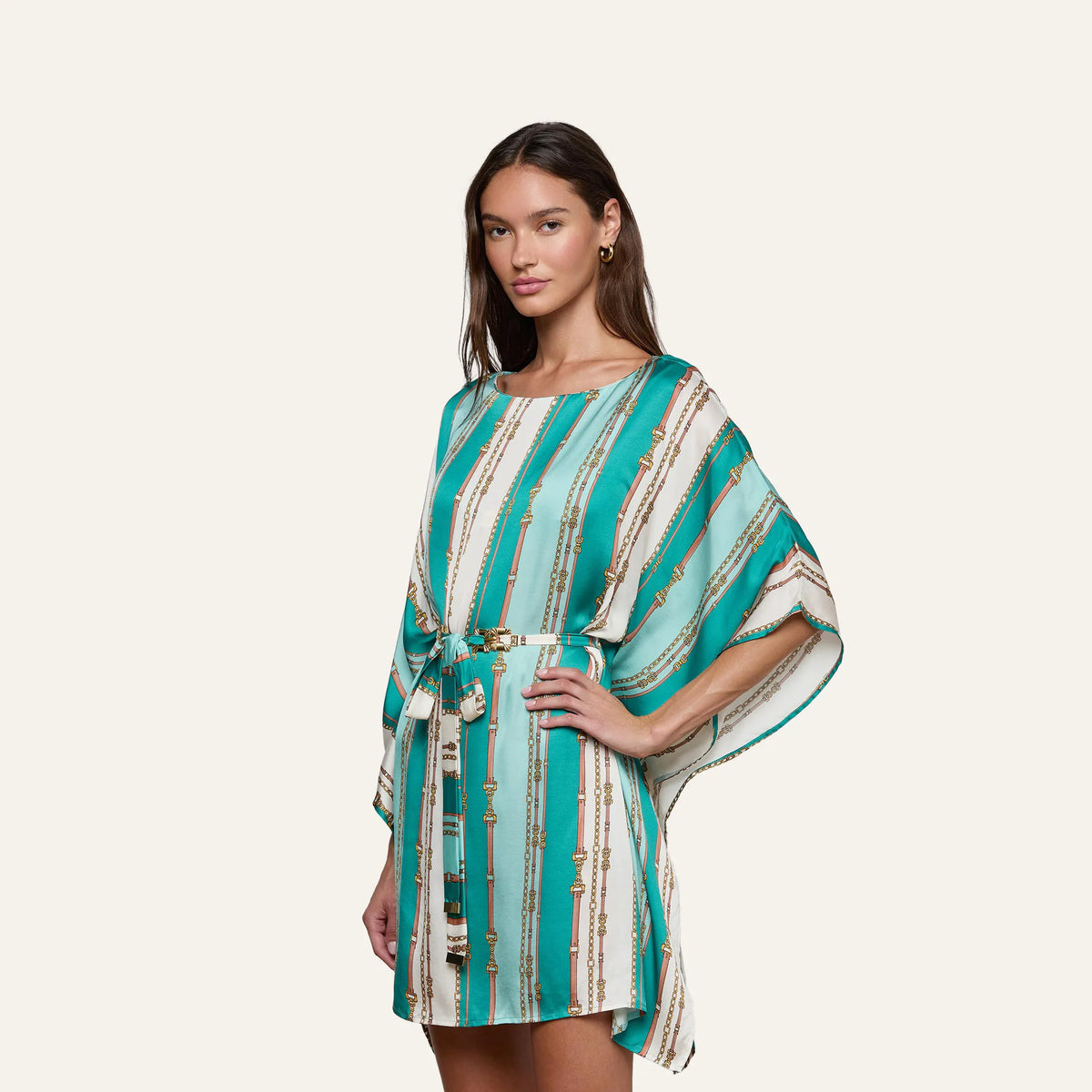 Light Sage Belt Stripe Print