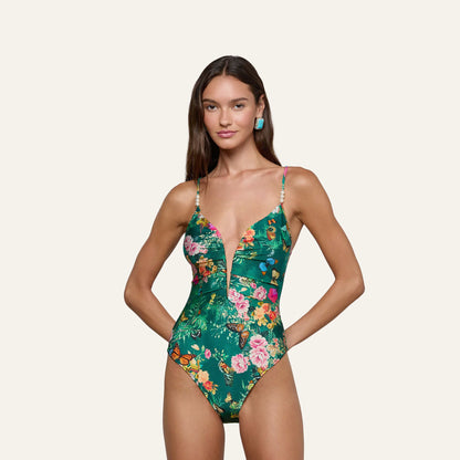 Bottle Green Multi Charonda Butterfly