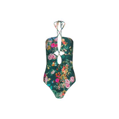 Bottle Green Multi Charonda Butterfly