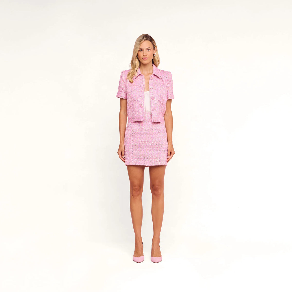 Peony/Silver Lurex Tweed