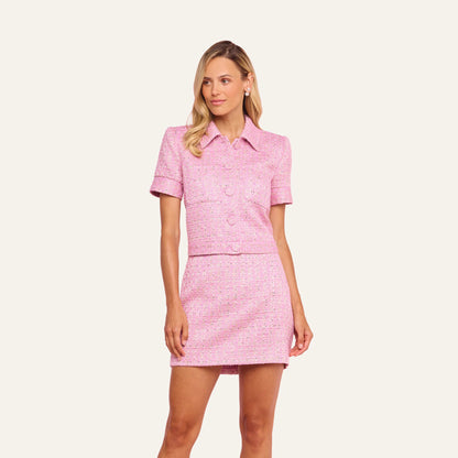 Peony/Silver Lurex Tweed