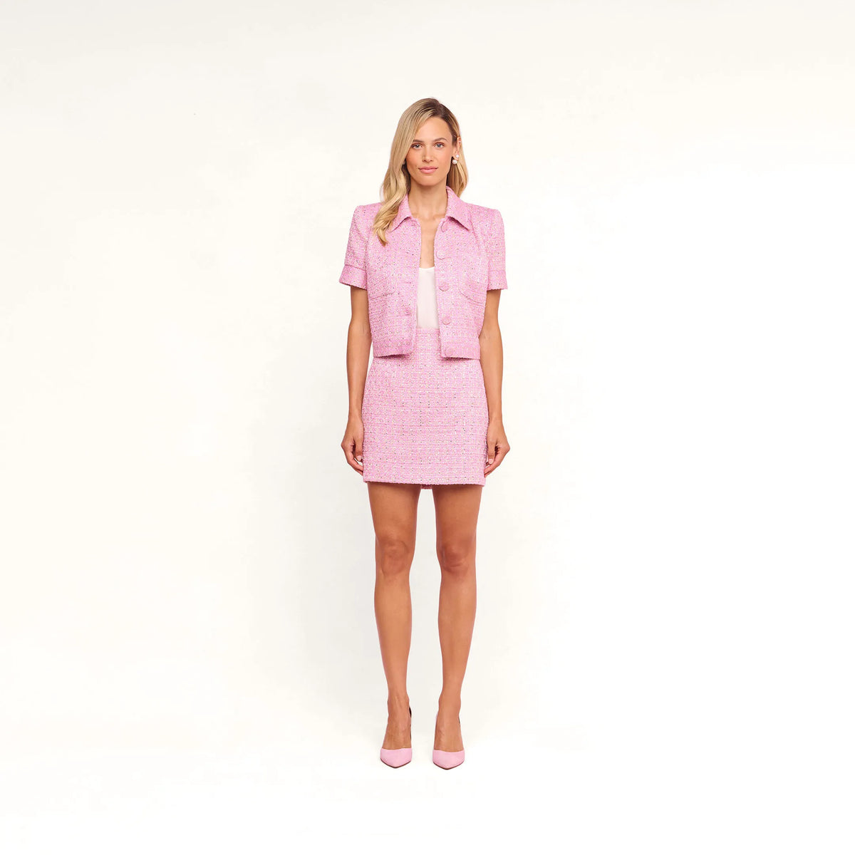 Peony/Silver Lurex Tweed