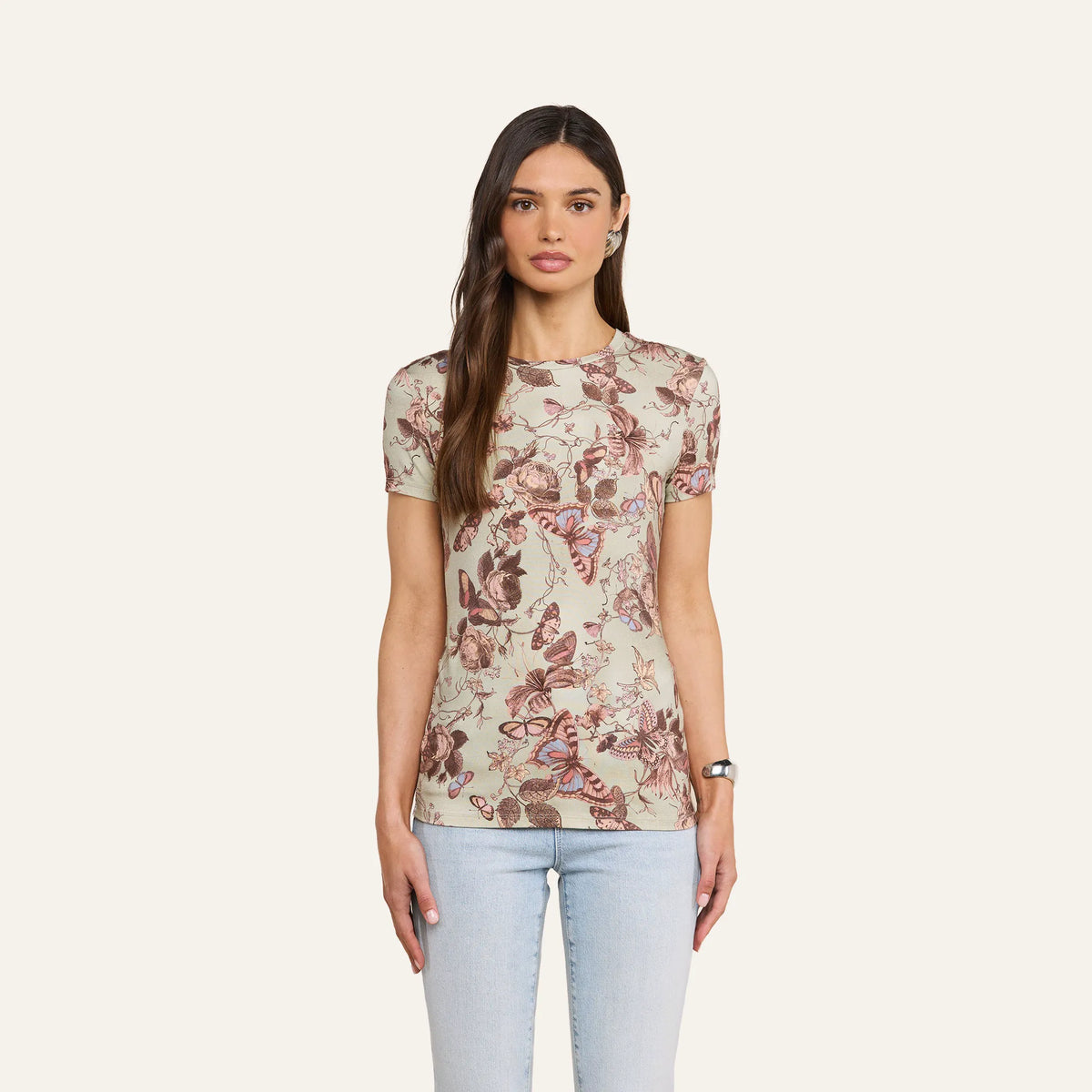Light Olive Multi Toile Butterfly