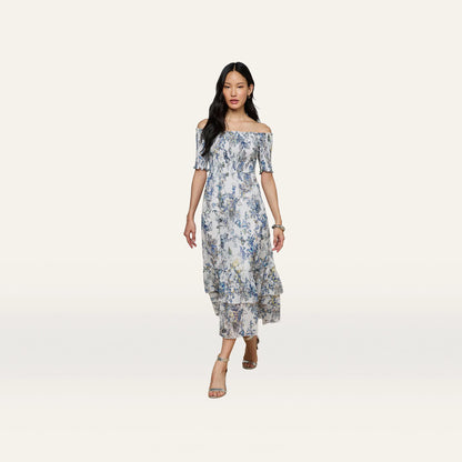 Grey Multi Watercolor Butterfly Jacquard