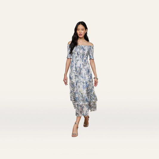 Grey Multi Watercolor Butterfly Jacquard