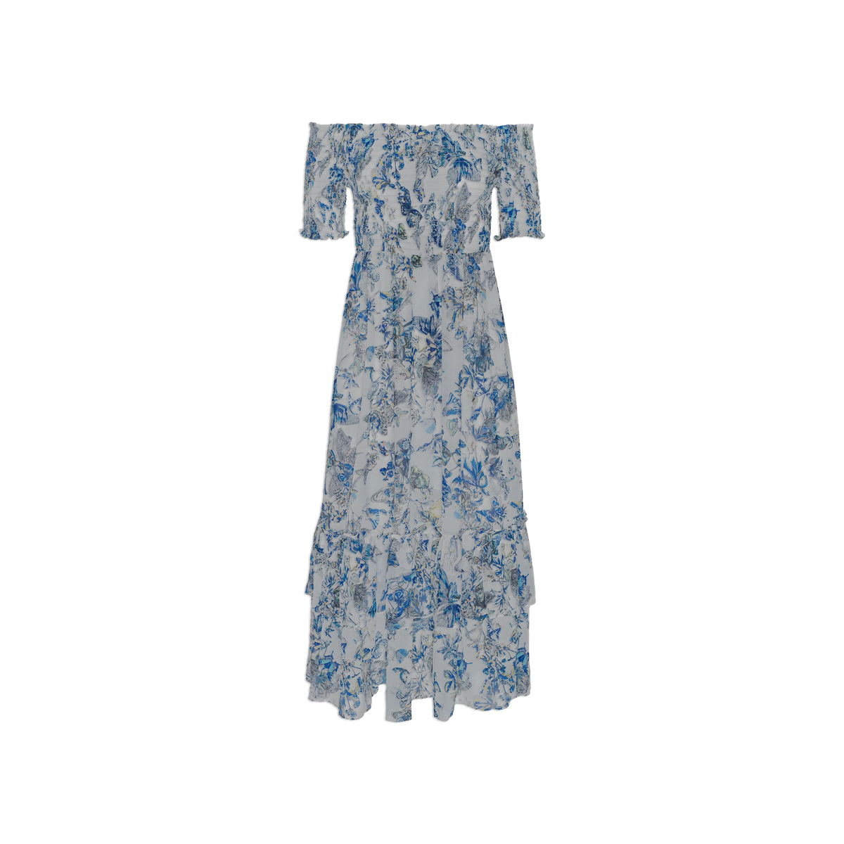 Grey Multi Watercolor Butterfly Jacquard
